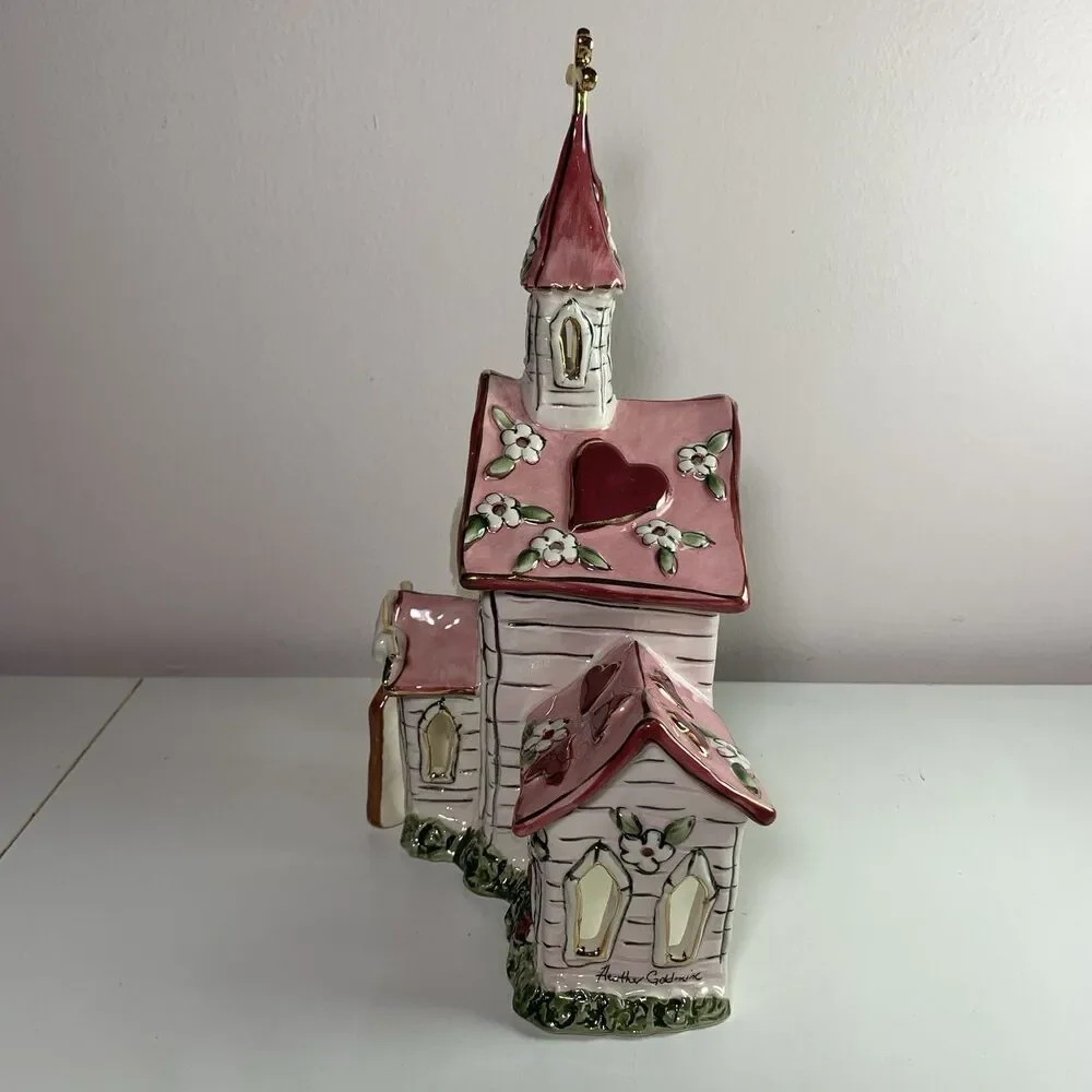 Blue Sky Clayworks Love Church Tea Light Holder 2009 Heather Goldminc Ceramic